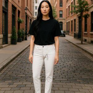White Skinny Jeans, Size 9 NWT Distressed